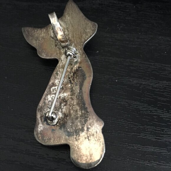 VINTAGE MEXICO 925 SILVER LARGE CAT BROOCHPENDANT - Picture 4 of 7